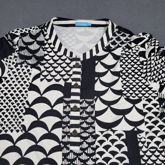J. McLaughlin Womens SZ M Catalina Cloth Geometric Print Black White Tunic Top - Picture 3 of 9